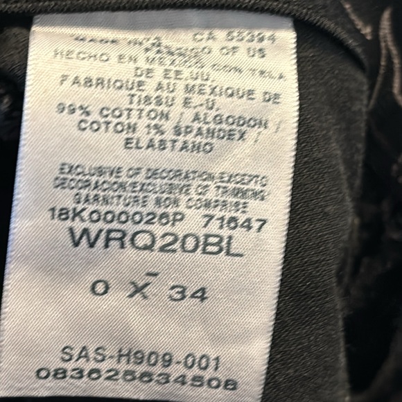 Wrangler Q-baby black raw hem jeans size 0X34 - Picture 6 of 6